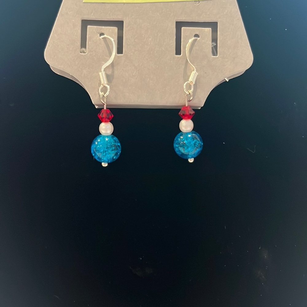 red white and blue fourth of July earrings